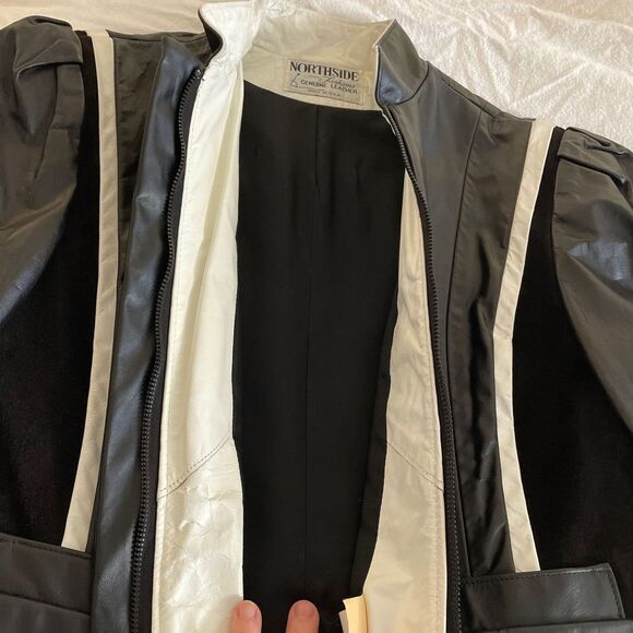 Vintage Northside Fashions Leather and Suede Jacket Small 80s Black & White EUC - Picture 10 of 10